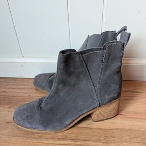 Toms Charcoal Suede Esme Blocked Heeled  Chelsea Boots 11